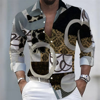 Men's Retro Color-Blocked Floral Print Long-Sleeve Shirt with Paisley Pattern Design, Casual Top for Spring and Autumn