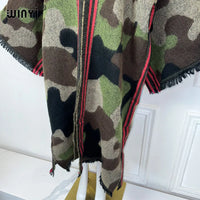 WINYI camouflage colour African women winter kimono long sleeve OverCoat abaya dubai luxury Open Front Long Cardigan party dress