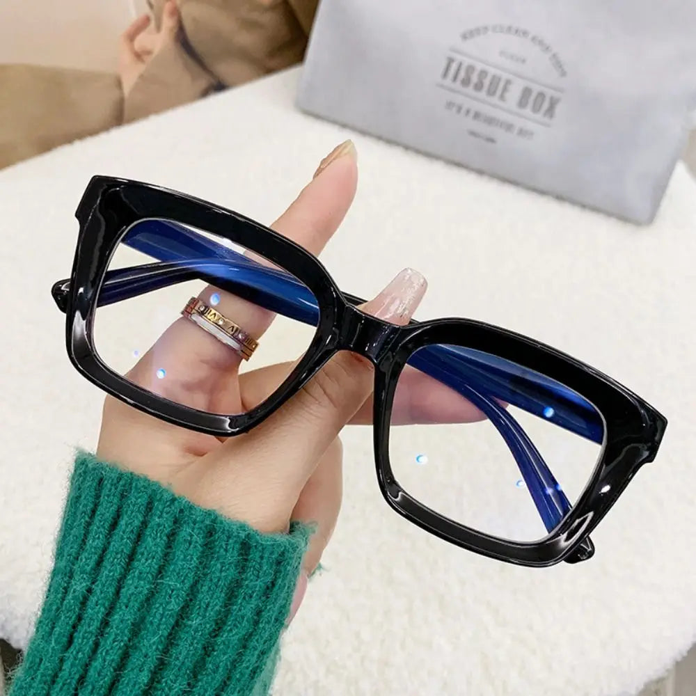 2024 Oversized Square Glasses Anti Blue Light Glasses Large Frame Myopia Glasses Flat Light Glasses Transparent Eyeglasses