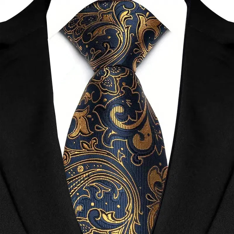Luxury 8CM Mens Necktie Brown Orange Color Dot Stripes Ties For Man Groom Jacquard Woven Neck Tie For Business Wedding Party