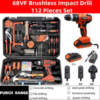 68VF Brushless Cordless Drill Complete Tool Kit Toolbox Electric Tool Set