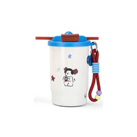 Stainless Steel Double Drink Insulated Cup Cartoon Vacuum Insulated Vacuum Straw Cup Leak-Proof with Straw Coffee Cup Travel