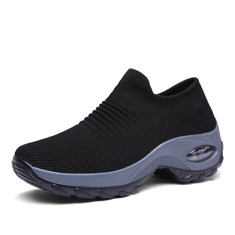 Women's Walking Trainers Fashion Fly Weaving Sock Sneakers Breathable Comfortable Nursing Shoes Casual Platform Loafers Non-Slip