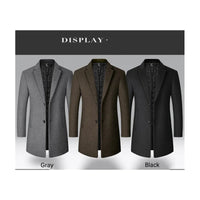 BROWON Brand Trench Coat Men Autumn and Winter New Solid Color Long Woolen Coat for Men Business Casual Windbreaker Men Clothing