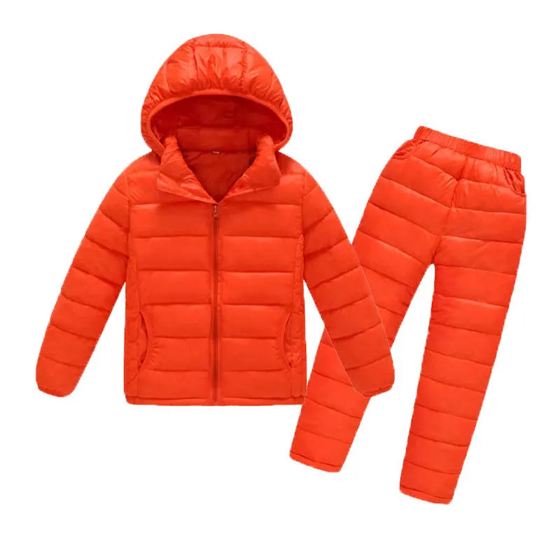 Winter Children Clothing Sets Baby Boy Warm Hooded Down Jackets Pants Clothing Sets Girls Boys Snowsuit Coats Ski Suit 2-12Y