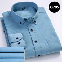 100% Cotton Men's Corduroy Shirts Long Sleeve Casual Regular Fit Business Dress Shirts  Man Comfortable Pocket Clothes 7XL 6XL