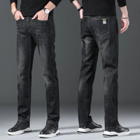 Jeans men straight tube loose 2024 autumn new item business elastic men's versatile casual pants trendy brand long pants men