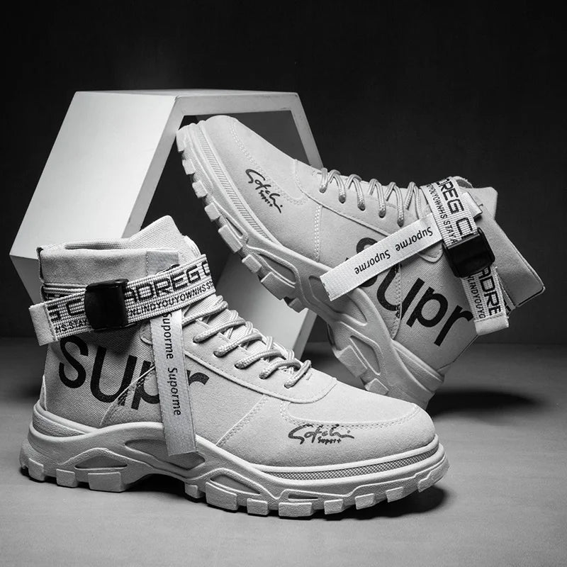 High Top Outdoor Boots Spring and Autumn New Cloth Ventilated Men's Work Shoes Korean Fashion Men's Shoes Fashion Short Boots
