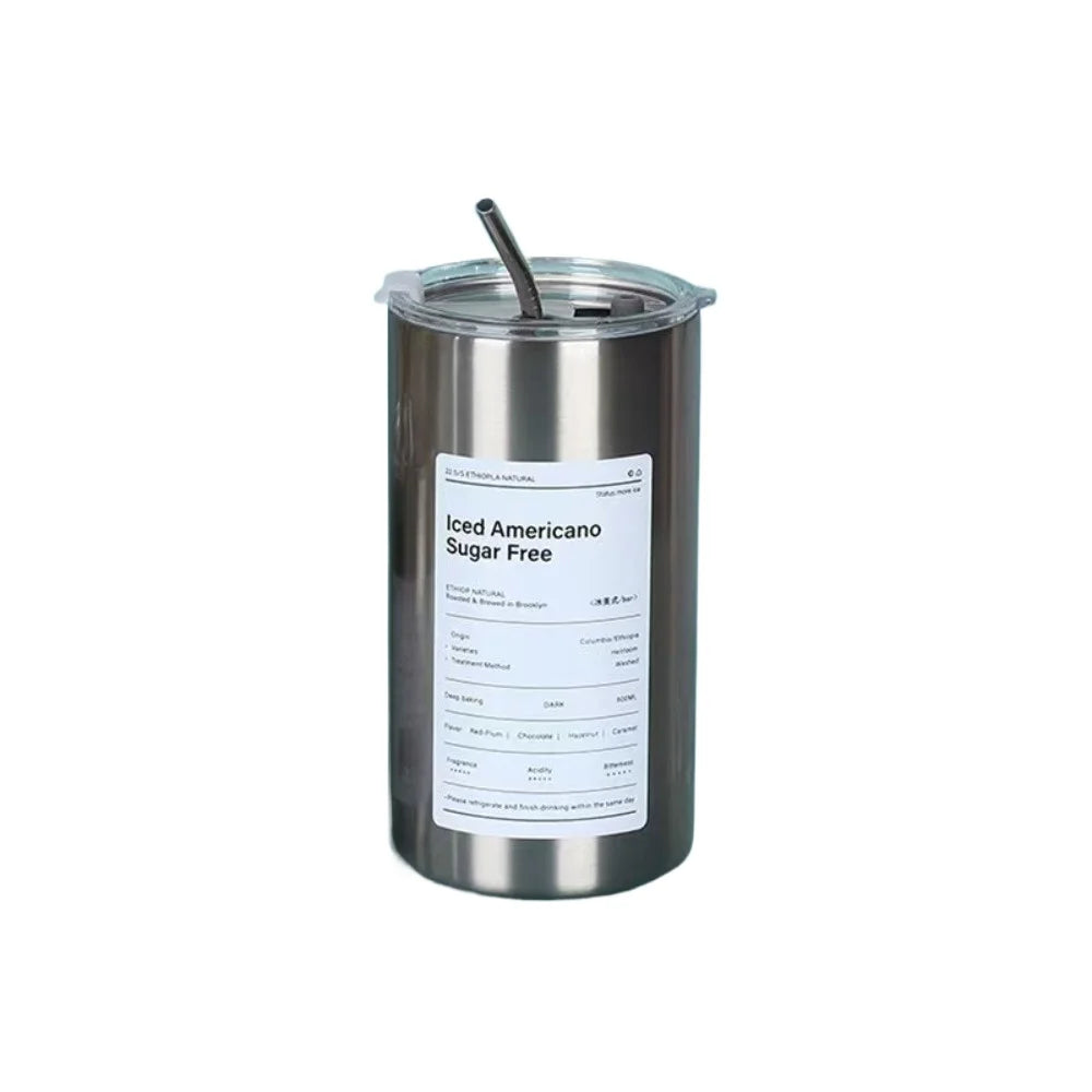 20 Oz Latte Coffee Cup, 304 Stainless Steel Iced Drink Cup with Straw and Lid, Insulated Cup, Cooling Vacuum Drinkware Reusable.