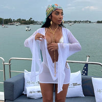 Sexy Mesh See Through Birthday Dress Women Night Club Party Flare Sleeve Ruched Deep V-neck Backless Bodycon Mini Dress Vestidos