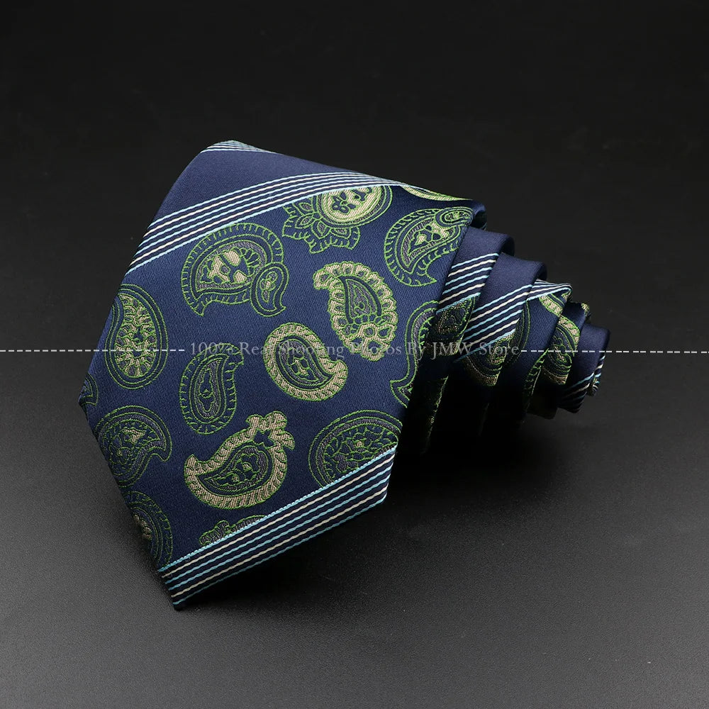 New Design Wedding Men Tie Green Solid Striped Paisley Flower Neckties Men Business Dropshipping Groom Collar Accessories Gift