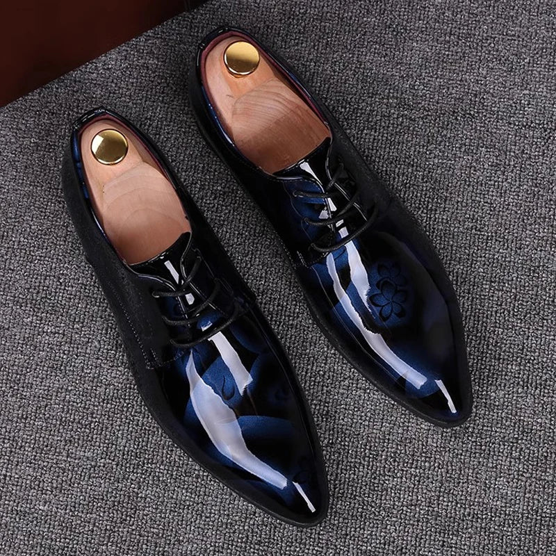 Men's Dress Shoes Patent Leather Business Shoes Pointed Toe Zapatos Hombre Oxfords Shoes For Men Sapatos Social Masculino