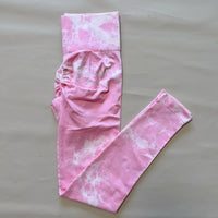 Women Gym Tie Dye Scrunch Shorts Fitness Seamless Nylon High Waist Sports Leggings Stretch Yoga Pants Workout Running Tights