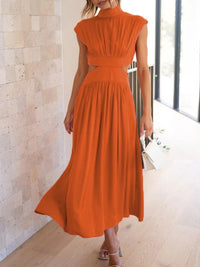 Summer Dresses 2025 Mock Neck Sleeveless Cutout White Maxi Dresses A-Line Elegant Pockets Casual Party Hollow Out Long Dress