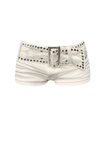 Women's White Denim Shorts Y2k Jeans Short Pants Harajuku Aesthetic Vintage Low Waist Cowboy Shorts 2000s Trashy Clothes Summer