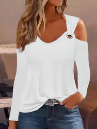Plus Size Autumn Simple Metal Button V-neck Shirt Blouse For Women 2023 New Fashion Sexy Women Casual TShirt Pullover Tops Femal