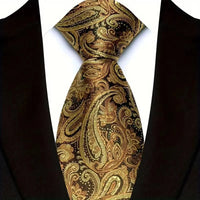 Luxury 8CM Mens Necktie Brown Orange Color Dot Stripes Ties For Man Groom Jacquard Woven Neck Tie For Business Wedding Party