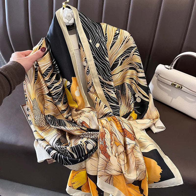Spring Scarf Women's Luxury Design Polyester Material Smooth Scarf Soft Shawl Beach