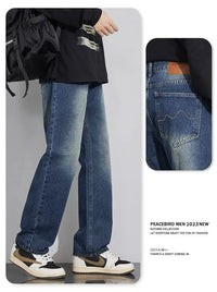 Jeans Men Wide Leg Explosive Jeans Male Loose Straight Denim Pants 2025 Autumn Harajuku Vintage Blue Trousers Streetwear Clothes