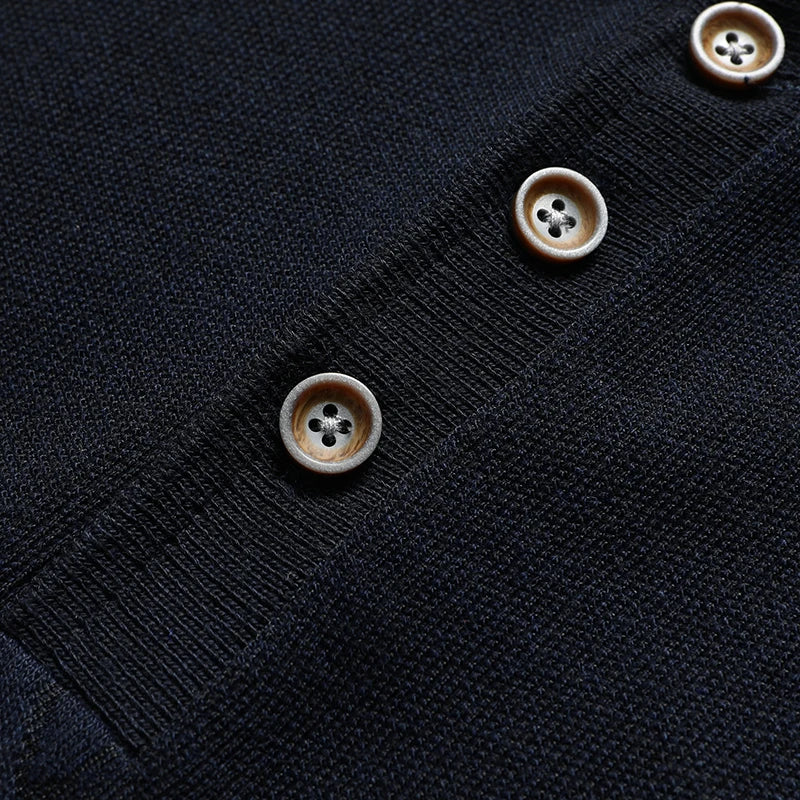 Mens Knit Polo Shirts Short Sleeve Textured Polo Shirt Casual Business Collared Button Shirts