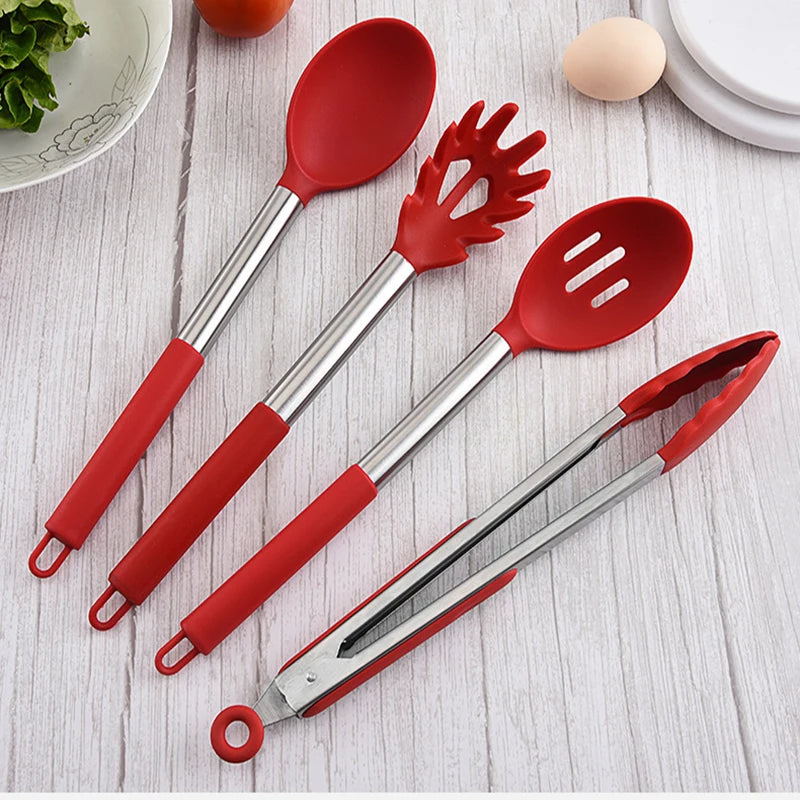 1Pc Silicone  Kitchen Utensils  Turner For Kitchen Cooking Tools Ladle Non-stick Cookware Stainless Steel  Kitchen Accessories