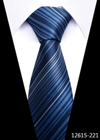Newest Style 8 cm Necktie Man Blue Golden Striped Wedding Accessories Performance Tie Men Necktie Gravatas Fit Business
