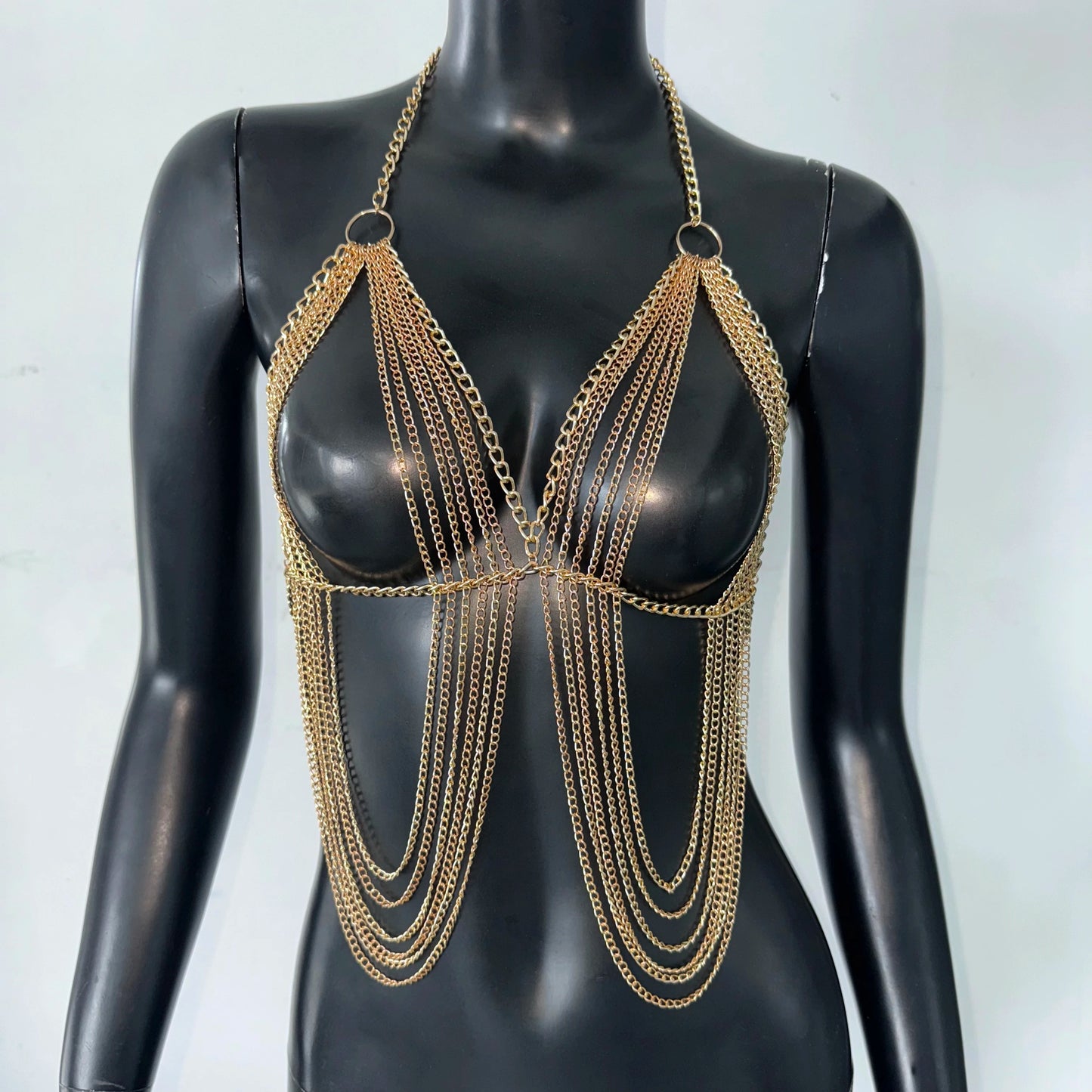 New Variety Of Body Chain Temperament White Pearl Suspender Silver Chain Top Metal Layered Fashionable Women's Clothing