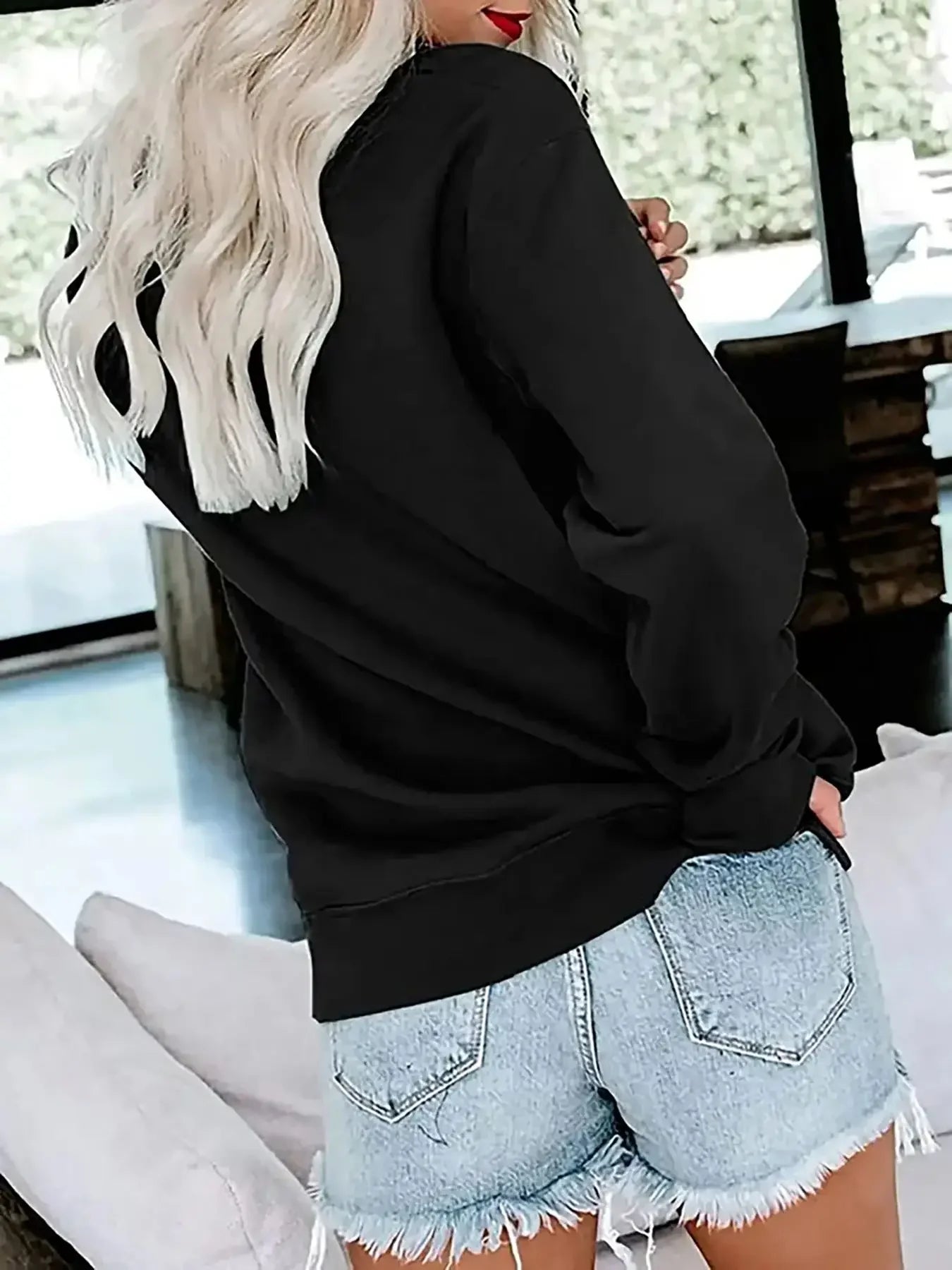 Women's Sweatshirt  "Tout va bien" French Letter Print Crew Neck Casual For Fall & Spring, Women's Clothing