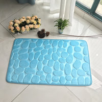 Bathroom Bath Mat 3D Cobblestone Embossed Non Slip Mat Floor Rug Water Absorbent Doormat Memory Foam Cobblestone Foot Mat