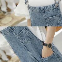 Denim Jumpsuits Women Spring Basic Washed Blue Overalls Outwear Office Lady Womens Elegant Long Trouser Rompers Female Casual