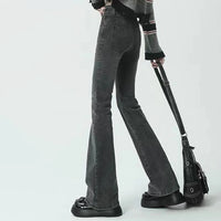 Summer Flared Jeans Women Cotton Vintage Blue Denim Pants Streetwear Elastic High Waist Slim Harajuku Trousers