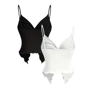 2Pcs Y2k Women T-shirt Top Lace Camis Aesthetic Harajuku Tank Top Vintage Fashion Casual All-match Vest Women Clothes Streetwear