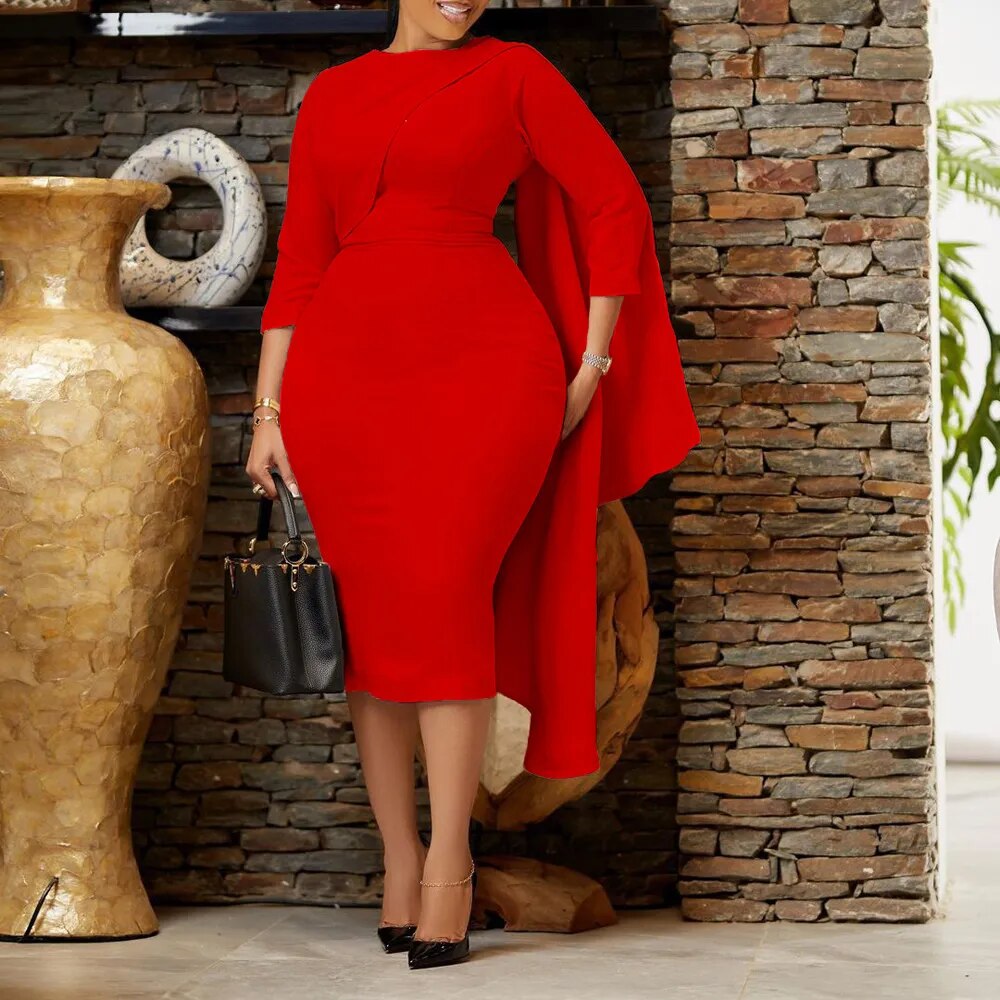 African Dresses New Arrivals 2023 Women Elegant Fashion Pencil Dress 3/4 Sleeve Knee Length Cloak Casual Bodycon Church Dress African Dresses New Arrivals 2023 Women Elegant Fashion Pencil Dress 3/4 Sleeve Knee Length Cloak Casual Bodycon Church Dress