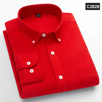 Classic fit fasion 100%Cotton long-sleeve shirt for men single pocket slim fit Casual top soft Oxford solid color office clothes