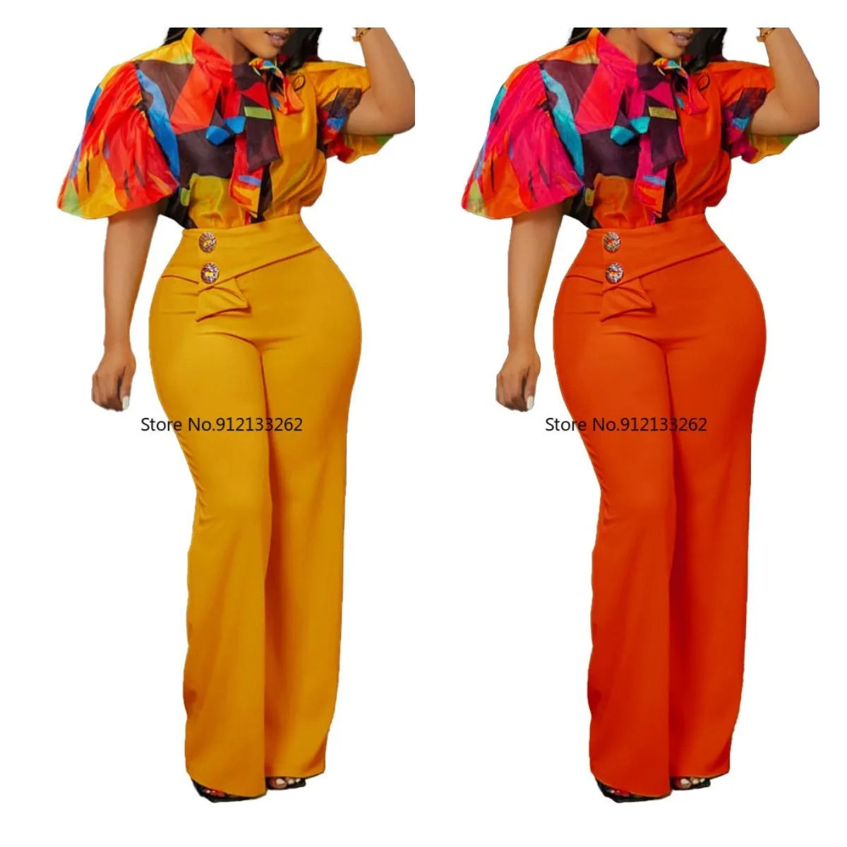 Christmas Two Piece Set Tops Pants African Dresses For Women Plus Size Summer Clothing Dashiki Robe Femme Party African Clothes