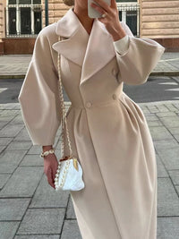 Winter Coat For Women Fashion Solid Loose Lapel Double Breasted Trench Vintage Long Sleeve Jackets Warm Thick Woman New In Coats