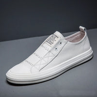 100% Genuine Leather Black White Shoes Men Casual Shoes Soft Flat Brand Cow Leather Cool Street Young Male Footwear D237
