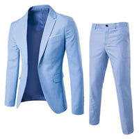 Sexy 2Pcs/Set Groom Suit Pure Color Wedding Blazer Pant Set Slim Men