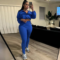 Weird Puss Women Tracksuit 2 Piece Set 2024 Autumn Casual Zip Thin Drawstring Jacket+Leggings Matching Streetwear Sporty Suit