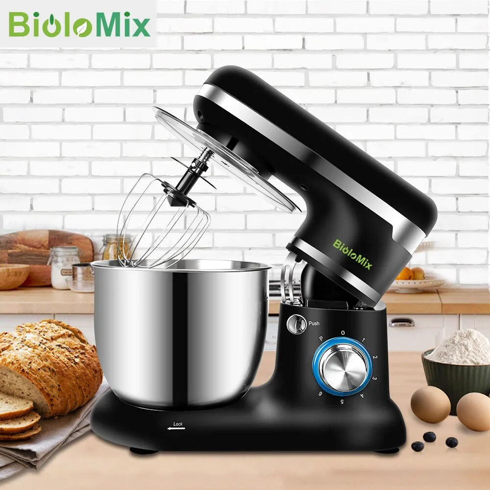 Biolomix 4L/5L Stainless Steel Bowl 6-speed Household Kitchen Electric Food Stand Mixer Egg Whisk Dough Cream Blender  Appliance