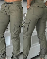 Fashion Workwear Pants Multiple Pockets Design Cuffed Cargo Pants Slim Fit Trousers 2024 Autumn New Casual Work Pants