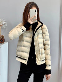 FTLZZ Winter Women 90% White Duck Down Coat Stand Collar Zipper Lace Solid Jacket Thick Warm Snow Parka Outwear