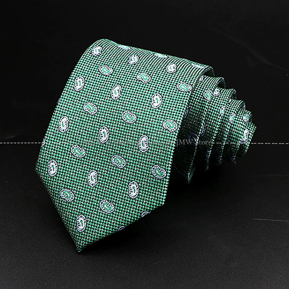 New Design Wedding Men Tie Green Solid Striped Paisley Flower Neckties Men Business Dropshipping Groom Collar Accessories Gift