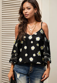 Casual Fashion Printed V-neck Sleeveless Tops Sling