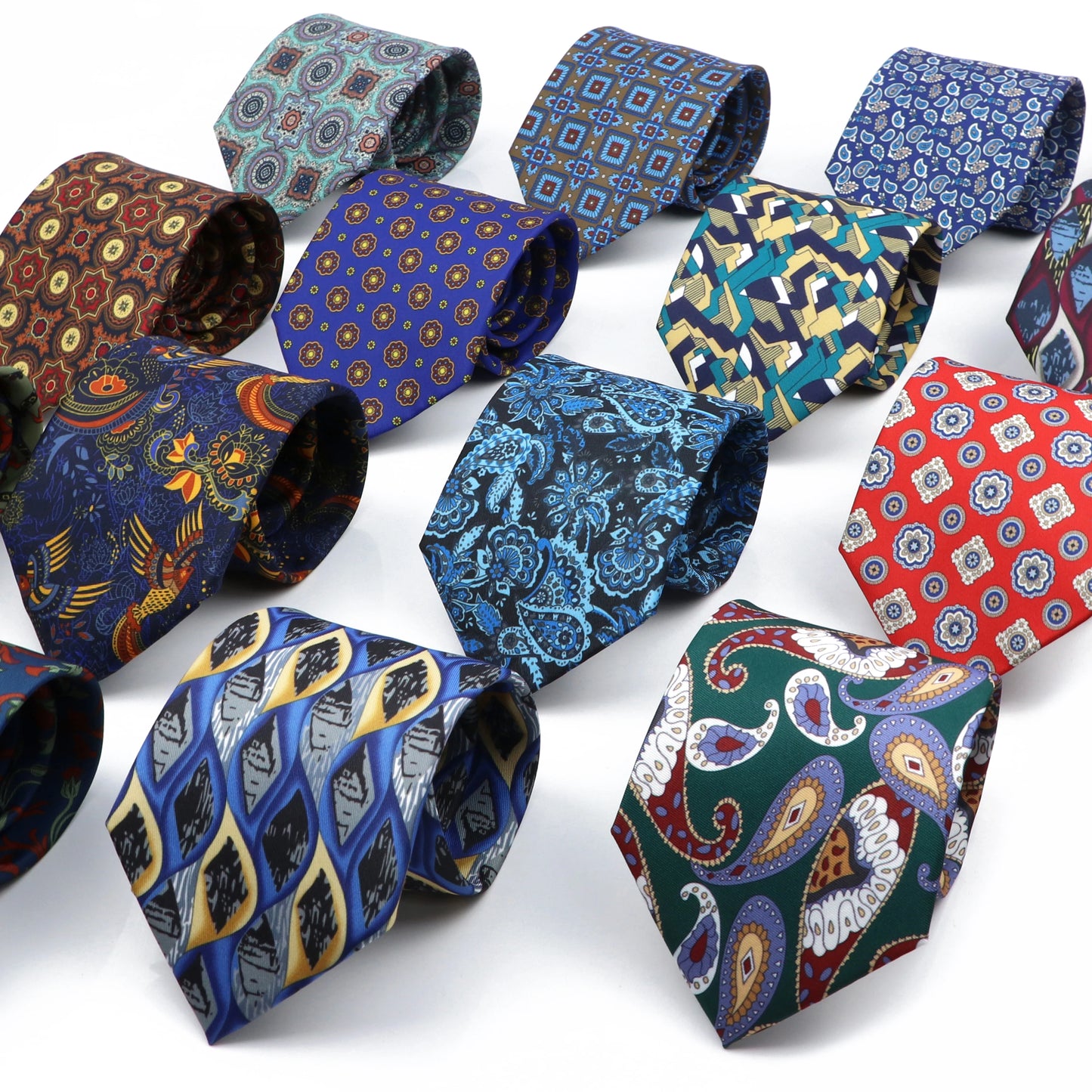 Vintage Men's Tie Geometry Paisley Khaki Blue Necktie Soft Chic Bohemian Print 9cm Ties For Men Wedding Business Daily Accessory