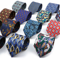 Vintage Men's Tie Geometry Paisley Khaki Blue Necktie Soft Chic Bohemian Print 9cm Ties For Men Wedding Business Daily Accessory