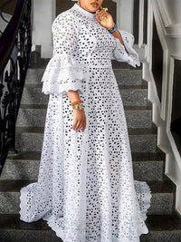 White Long Dresses Women Lace Floral Hollow Out Half Sleeve Elegant Female Big Size Boho Maxi Dress Party Prom Birthday Outfits