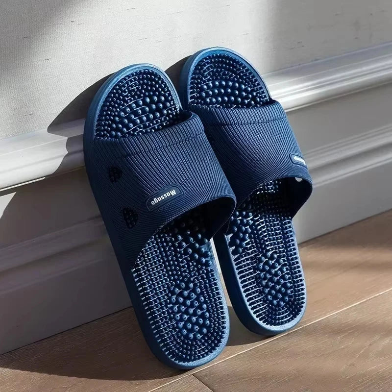 Summer Non Slip Solid Color Slippers for Men PVC material  Massage Comfortable Durable Bathroom Shoes Cool Pool
