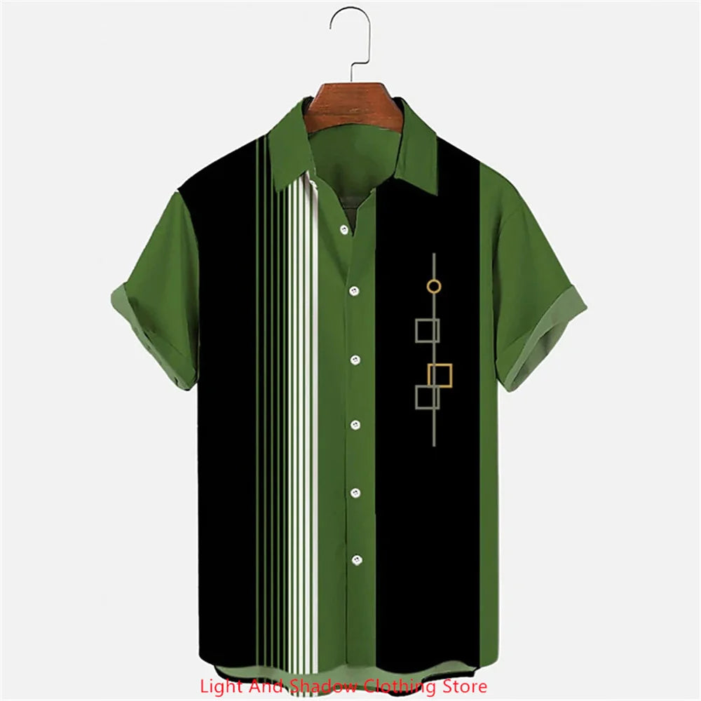 Men's button up shirt short sleeved sports fashion streetwear outdoor casual daily summer spring collar printed button up shirt