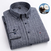 New in shirtplus size 7XL 100%cotton sanding long-sleeve shirts for men slim fit plain shirt striped plaid single pocket clothes